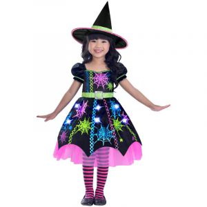 Amscan D&eacute;guisement sorci&egrave;re multicolore araign&eacute;e fille - Taille: 2-3 ans (86-94 cm)
