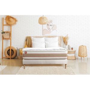 Ensemble sommier matelas LE DÉLICAT 90x190cm Ressorts ensac s + Mémoire de forme 5 zones de confort Ep 26cm + sommier Blanc