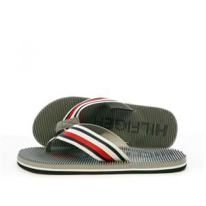 Tommy Hilfiger Homme Massage Footbed OLY Beach Sandal FM0FM05025 Tongs, Gris (Antique Silver), 43 EU