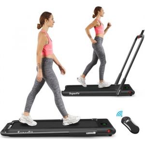 Image de COSTWAY Tapis de Course Electrique Pliable 2 en 1 Contrôlé par APP 12 Km/H avec Ecran LED Haut parleur Bluetooth Moteur 0,75HP