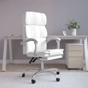 VidaXL 349634 Fauteuil inclinable de bureau Blanc Similicuir