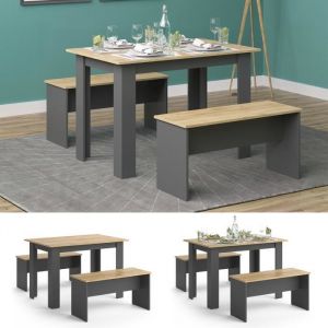 Ensemble de table "Sentio 110 cm anthracite/chêne Vicco