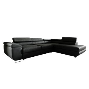 Canapé d'angle convertible droite 4 places Lyam Noir