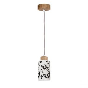 Image de Ravio Lampe suspendue Bois de bouleau métal verre blanc-noir câble PVC
