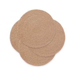 Lot 4 sets de table en jute ronde 38x38 cm