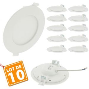 Eclairage design Lot de 10 Spot Encastrable LED Panel Extra-Plat 6W | blanc-chaud-3000k
