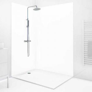 Lot de 2 panneaux de douche en aluminium (90x220 & 120x220 cm) + profil&eacute;s blanc - Essentiel - Blanc