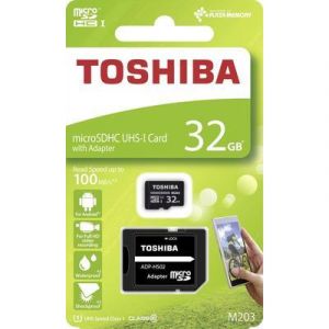 Toshiba MicroSDHC Class 10 32Go Exceria M203 R100 + Adapteur