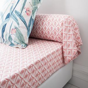 Drap-housse coton NOEMIE - rose blush