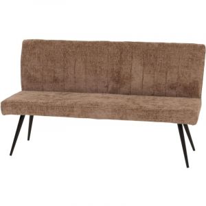 Décoshop26 Banc de salle à manger banquette rembourrée avec dossier en tissu chenille marron et métal 160 cm 040005861