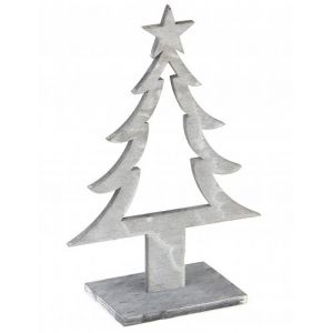 Décoration sapin de noël en bois gris