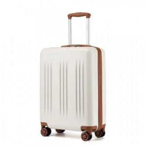 Valise 55x39x20cm Valise Rigide Ultra Léger ABS Valise à 4 roulettes et Serrure TSA, Creme