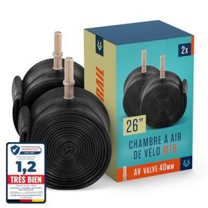 Alphatrail chambre a air vtt 26 lot de 2 valve av