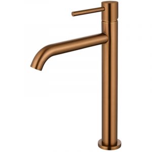 Edouard Rousseau - Mitigeur Lavabo Haut SCRIPY - Bec &Eacute;lev&eacute; pour Vasque &agrave; poser - A&eacute;rateur &Eacute;conomie d&rsquo;Eau - Cuivre Titane