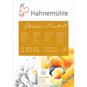Hahnemühle Bloc esquisse/pastels, A5, 14,8 cm x 21 cm, 130 g/m², Bloc collé 1 côté