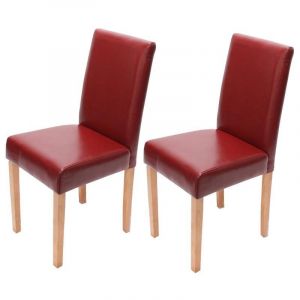 D&eacute;coshop26 Lot de 2 chaises de salle &agrave; manger simili-cuir rouge pieds clairs CDS04043