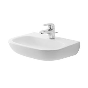 Duravit Lavabo D-CODE MED sans trop pleinavec plage de robinettrie 550x430mm sans trou de robinetterie blanc