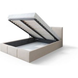 Lit Double Tesia 140x190 + Coffre - Sommier inclus Crème