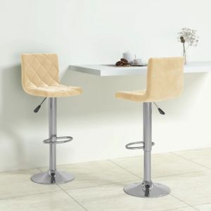 VidaXL Tabourets de bar lot de 2 cr&egrave;me velours