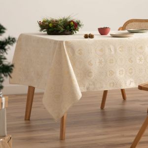 Nappe De Noël En Coton Jacquard Écru 140x240 Cm