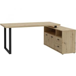 Bureau d'angle AUCUNE GOLDSBORO L 124,2 x 181,5 x 74,1 cm finition artisan oak cadre m&eacute;tal noir