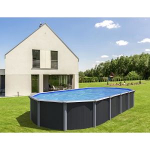 Image de Trigano Piscine métal hors sol Osmose - 7,60 x 3,95 x 1,32 m - Gris anthracite