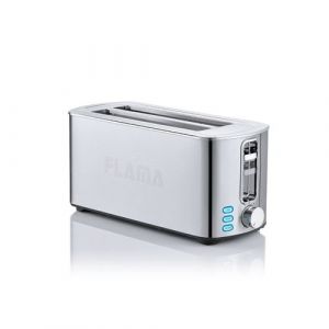 Grille pain Flama 969FL, 1400W, acier inoxydable, 2 longues fentes, t rmostat &agrave; 6 r&eacute;glages, fonctions de d&eacute;cong&eacute;lation et de r&eacute;chauffage