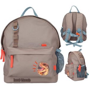 Depesche 12382 World Dos en Marron Kaki pour Enfants avec Patch Dino et Inscription, Sac avec Bretelles réglables, Multicoloured