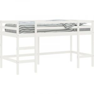 VidaXL Lit mezzanine enfants échelle blanc 90x200 cm bois pin massif