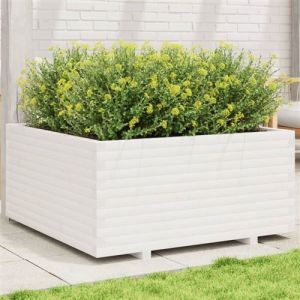 VidaXL Jardini&egrave;re blanc 100x100x49,5 cm bois de pin massif, jardini&egrave;re d'ext&eacute;rieur, bac &agrave; fleurs, bac &agrave; tomates, jardini&egrave;re de terrasse