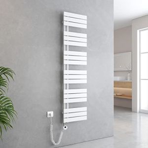 EMKE Sèche-Serviettes Électrique avec élément Chauffant Thermostat, Sèche-Serviettes électrique Panneau avec Baguette chauffante avec minuterie, Blanc 1599x400mm 800W