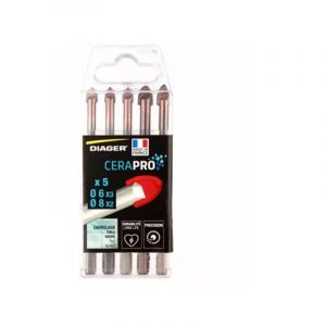 Diager Coffret 5 forets carrelage 3 forets de Ø6mm et 2 forets de Ø8mm - CERAPRO - 4130A