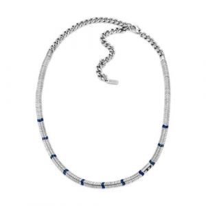 Diesel DX1576931 Collier en acier inoxydable argenté pour homme avec logo D, taille unique, Acier inoxydable, Pas de gemme