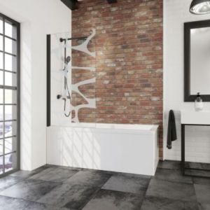 Schulte-ufer Pare baignoire rabattable transparent, profilé noir, H.140cm x L.80cm Zoé