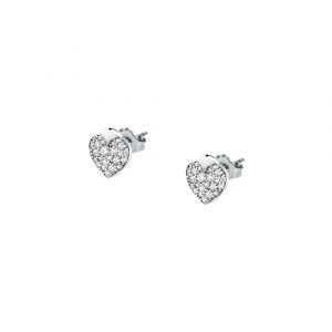 Morellato Boucles d'oreilles pour femme en Acier serti de cristal en forme de cœur - 0.002 g - taille : Ø1.5CM - SAVZ17
