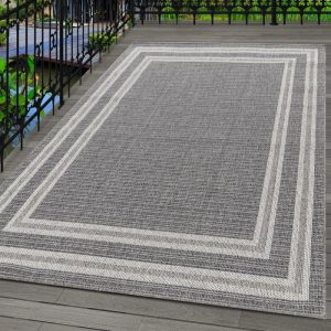Tapis d'extérieur Robuste Résistant Aux Intempéries Pour Balcon, Terrasse, Jardin, Salon, Cuisine couleur gris, 60 x 100 cm
