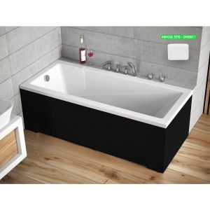 Baignoire rectangulaire 170 x 70 cm - avec Tablier Noir Mat et Repose T&ecirc;te OFFERT MODERN