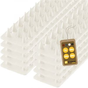 Kadax - Lot de 10 pointes de pigeon, 5 m, anti-oiseaux, en plastique, anti-oiseaux, anti-pigeons, anti-pigeons pour balcon, anti-pigeons (blanc)