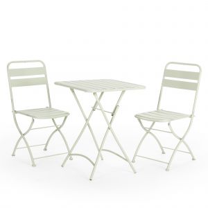 Ensemble Bistro de jardin Perla 3 pièces Vert, Table et 2 chaises