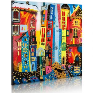 Image de Artgeist Tableau Peint à la Main "Rue Magique" 80x80cm