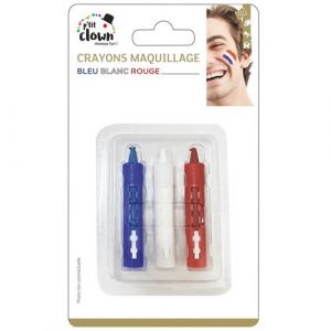 Ptit Clown Maquillage crayon à l'eau France tricolore: bleu, blanc et rouge (x3) REF/22386