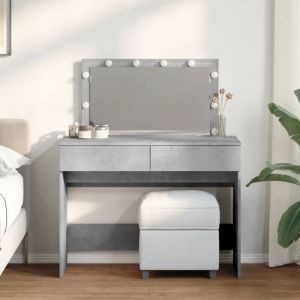 VidaXL Coiffeuse avec LED gris béton 100x40x120 cm, table de maquillage, coiffeuse de chambre à coucher, coiffeuse avec miroir, bureau de maquillage