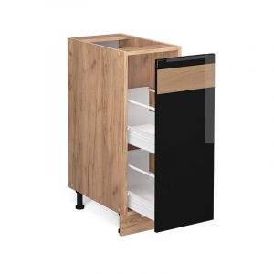 Meuble de cuisine Fame-Line, Chêne noir brillant, 30 cm sans plan de travail, Vicco