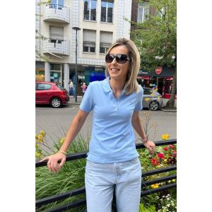 Tommy Hilfiger Women 1985 Slim Pique Polo SS WW0WW43225 Blue (Vessel Blue) S