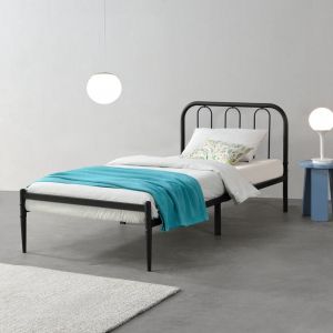 En Casa Cadre de Lit simple Hanko Acier Laqué 90 x 200 cm Noir Mat [en casa]