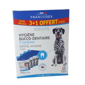 Francodex Pack Friandises Hygiène Bucco-Dentaire 4 x 75g pour Chiens