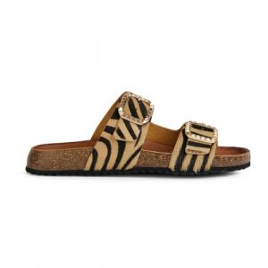 Geox Femme D New Brionia B C Sandales Plates, Lt Sand Black, 39 EU
