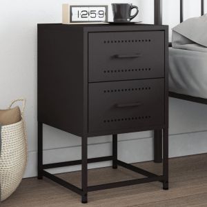 VidaXL Table de chevet noir 36x39x60,5 cm acier, armoire, armoire latérale, support de téléphone, table de chevet, mobilier de chambre à coucher
