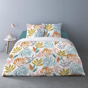Dourev Housse de couette 260x240 floris + 2 taies 100% coton