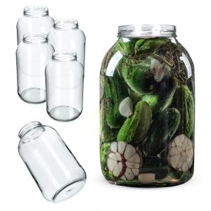 Lot de 4 bocaux de conservation en verre de 4 l, fi100 mm, bocaux de conservation, bocaux ronds, bocaux de concombre, sans couvercle - Kadax